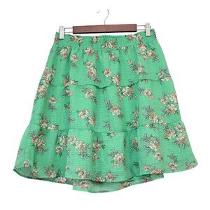 NWT LOFT Skirt Medium Petite Flowy Tiered Floral Preppy Spring Elastic Waist